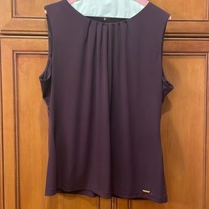 Purple Calvin Klein pleated front shell blouse